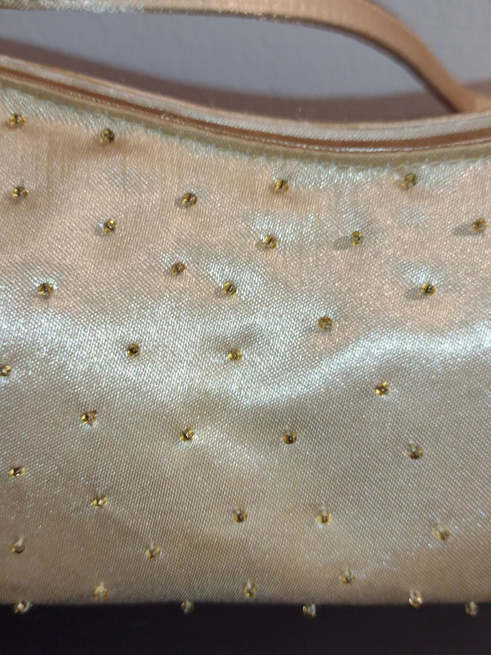 Gold Satin Studded Shoulder Bag - Women
